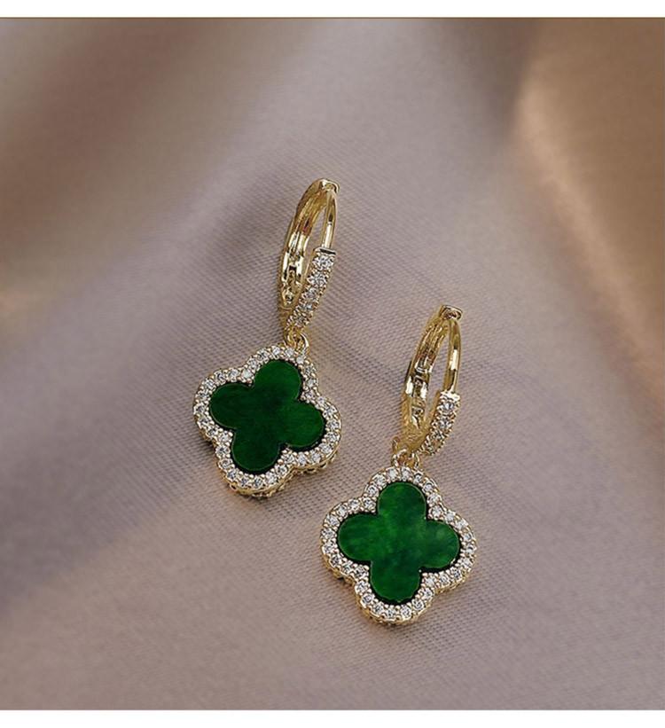 Green Clover Earrings for Women