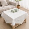 Quadratisches Blumen-Spitzen-Deckchen, Gefranste Weiße Spitzen-Tischdecke, Kleiner Tischbezug im Vintage-Stil für Couchtisch Beistelltisch Teeparty Heimdekoration