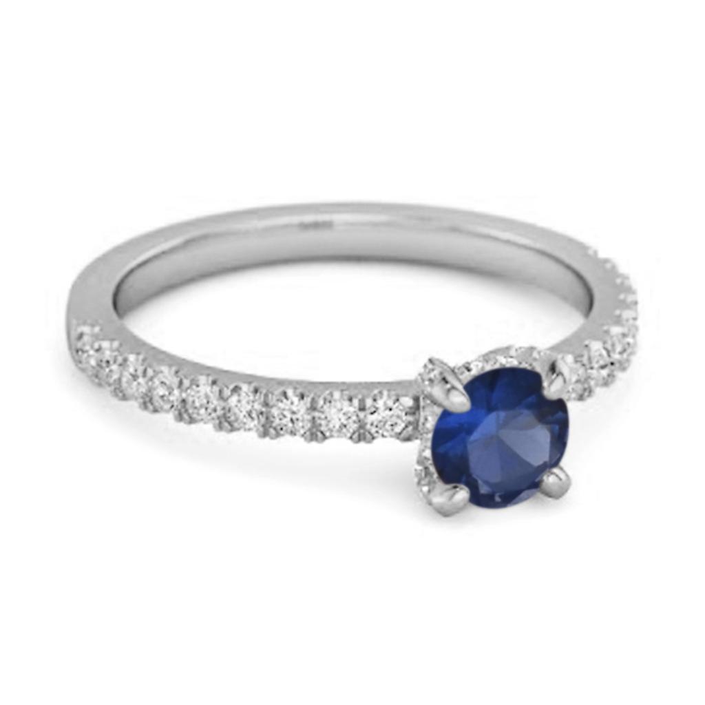 Blauer Saphir Solitärring - 925 Sterlingsilber