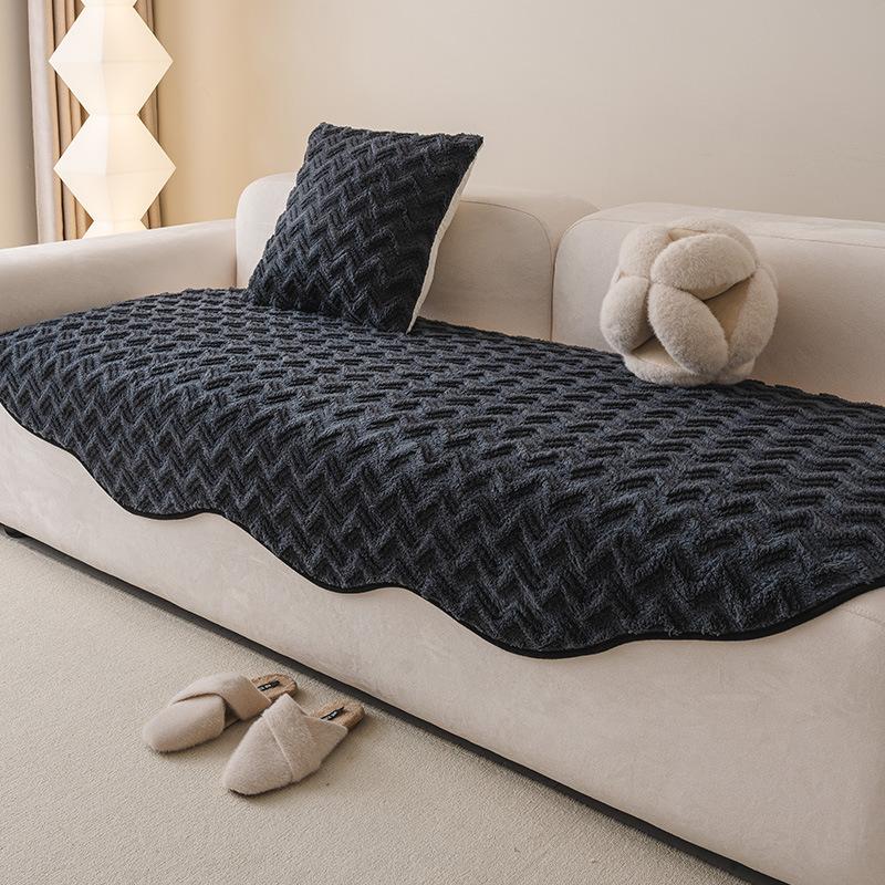 Autumn And Winter Plush Straight Row Sofa Cushion Cross-Border Special-Shaped Irregular Wavy Edge Seat Cushion Warm Non-Slip Sofa Seat Cushion