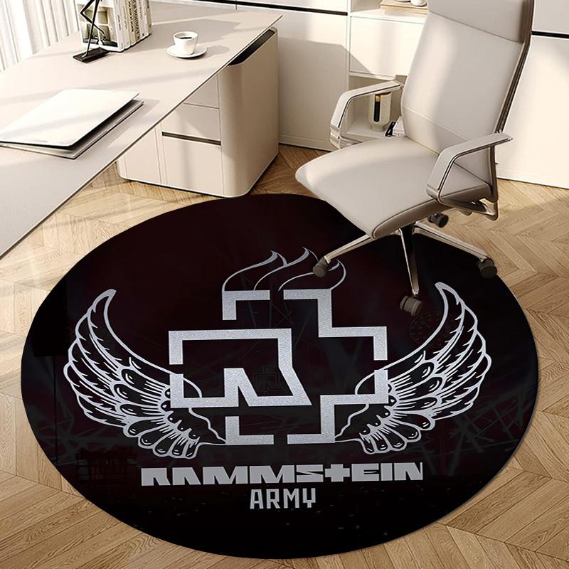 1pc Rammstein Army Symbol Round Carpet, Made of Polyester,Perfect for Decorating Office Chairs, Living Rooms,fplt196