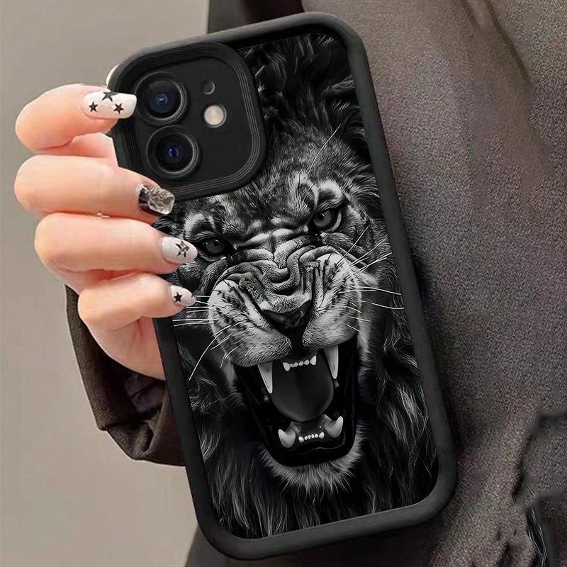 Tiger Pattern Silicone Protective Cover for Apple11iPhone16/15/14All Inclusive13Ladder Phone Case12