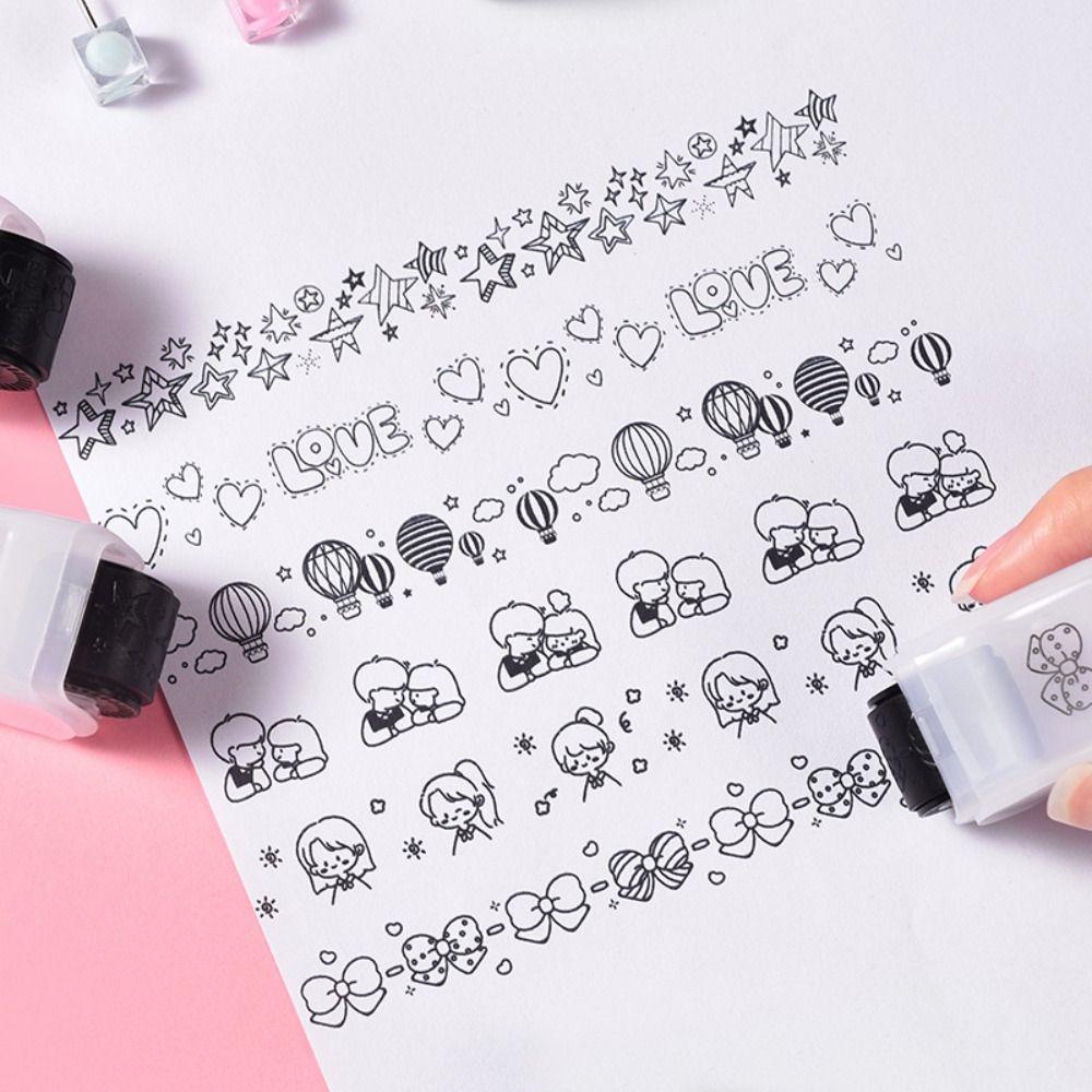 Drawing Marking Printed Roller Stamp Decorative Pattern Highlighter Roller Children Drawing Toy
