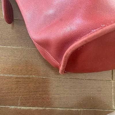 Coach Bucket-Style Shoulder Bag Red 9953 Vintage Leather Light signs use