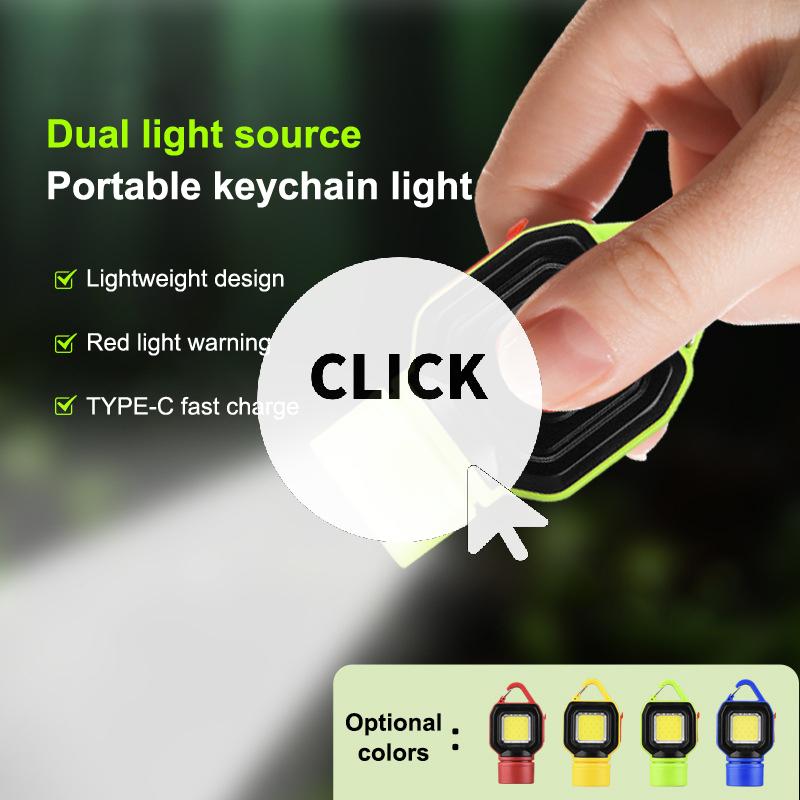 1Pcs Multi-functional Keychain Flashlight Outdoor Portable Work Light Outdoor Camping Light USB Rechargeable Emergency Light
