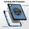 For iPad Air 11 (2025) M3 A3266/(2024) M2 A2902 Case Rotating Kickstand PC+TPE Shockproof Tablet Cover with Hand Strap