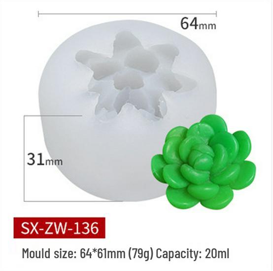 Mi Song Succulent Candle & Soap Silicone Mold for DIY Aromatherapy & Epoxy Crafts