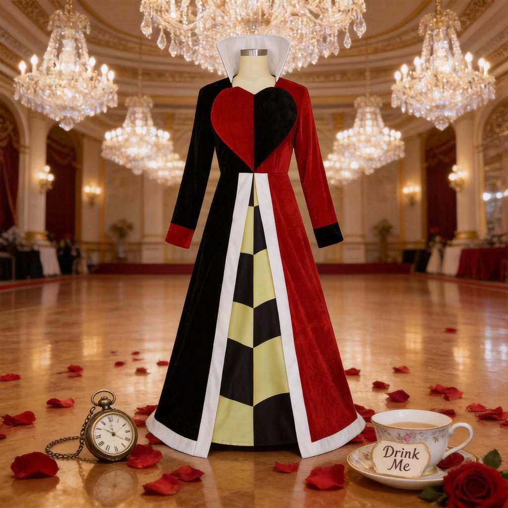 Alice In Wonderland The Red Queen Cosplay Dress With Vintage Style For Cosplay Events