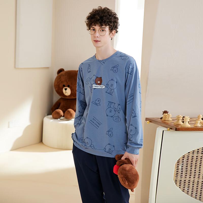 Fenteng Men's Brown Bear Cotton Long-Sleeve Pajama Set