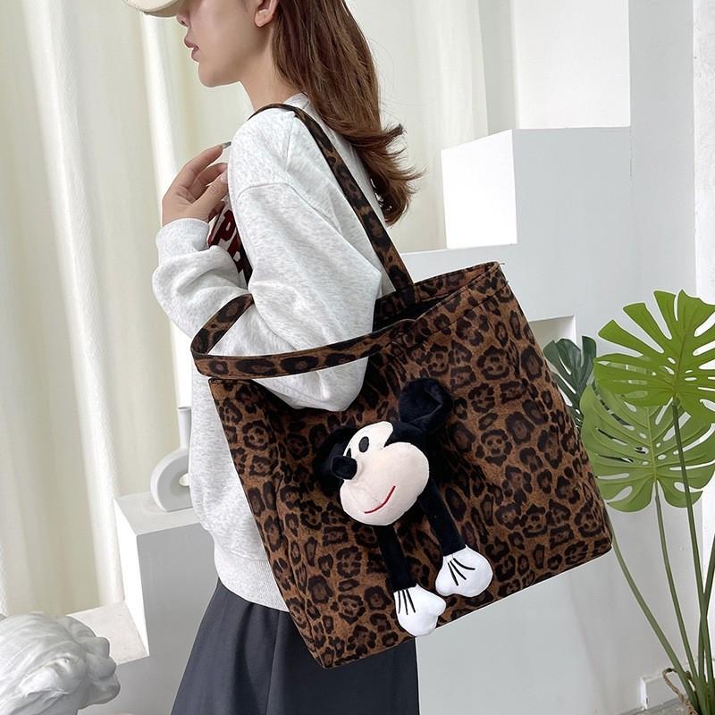 Mickey Maus Designer-Tragetasche aus Samt mit doppelten Schultergurten für den Weg zur Arbeit