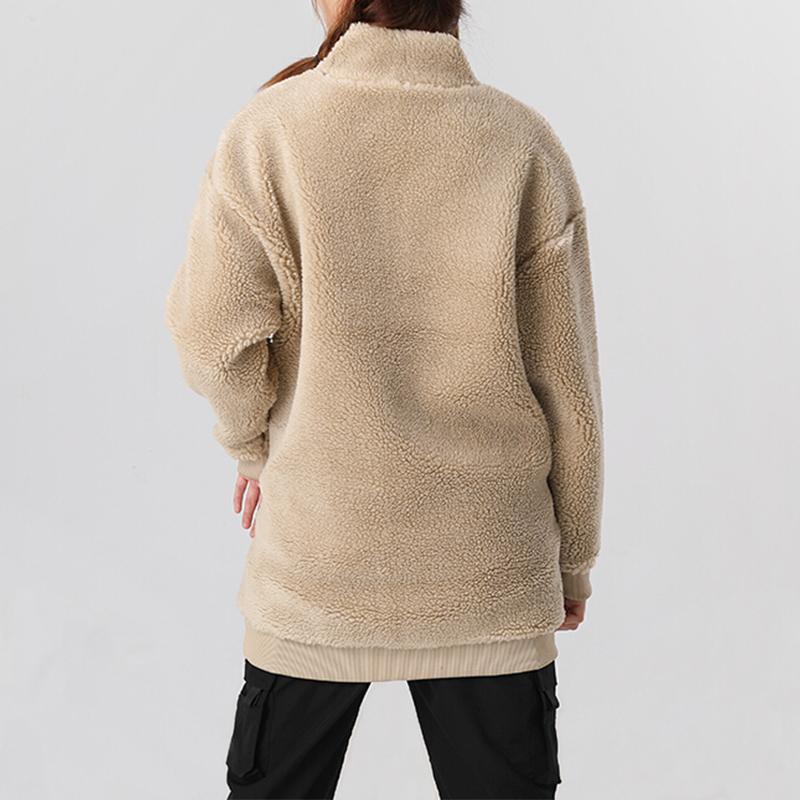 Puma Logo Sherpa Warm Stand Collar Fleece Casual Jacket Women Jacket Light-Khaki 530293-12
