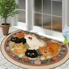 1Pcs Creative Cat Flower Semi Circle Welcome Doormat Non-Slip for Outdoor Patio Porch Kitchen Bathroom Entryway Floor Mat