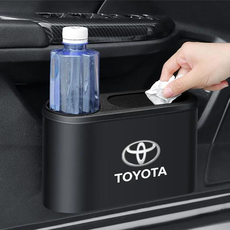 Can Auto Emblem Garbage Box Bin Storage Trash Car Accessories For Toyota Chr Corolla Yaris Rav4 E150 E120 Land Cruiser 200