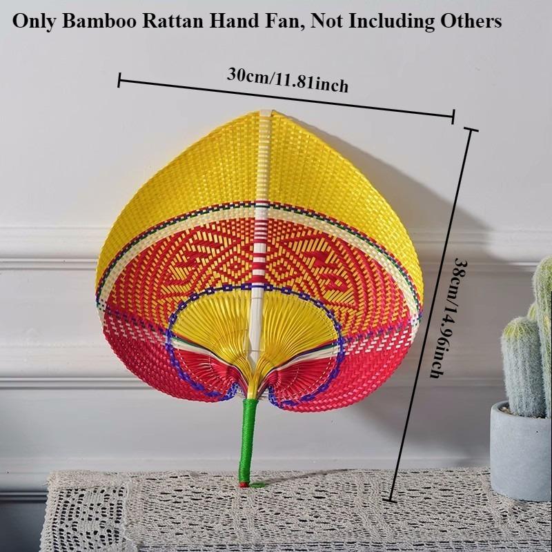 1PC Pure Handmade Peach Shaped Bamboo Woven Fan/ Bamboo Rattan Hand Fan Summer Cooling Supplies Hand Cranked Fan /mini Fan/