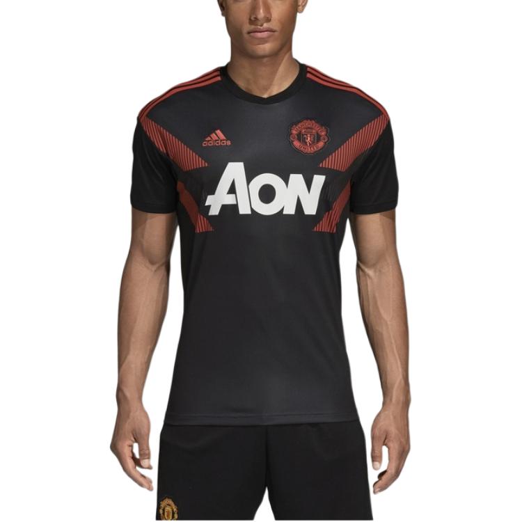 adidas Letter Pattern Printed Training Short Sleeve Football Jersey Men Jersey Black CW5824