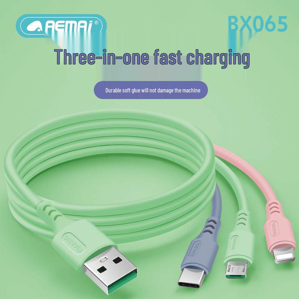3-in-1 Liquid Silicone Fast Charging Cable: One-to-Three USB-C for Multiple Models