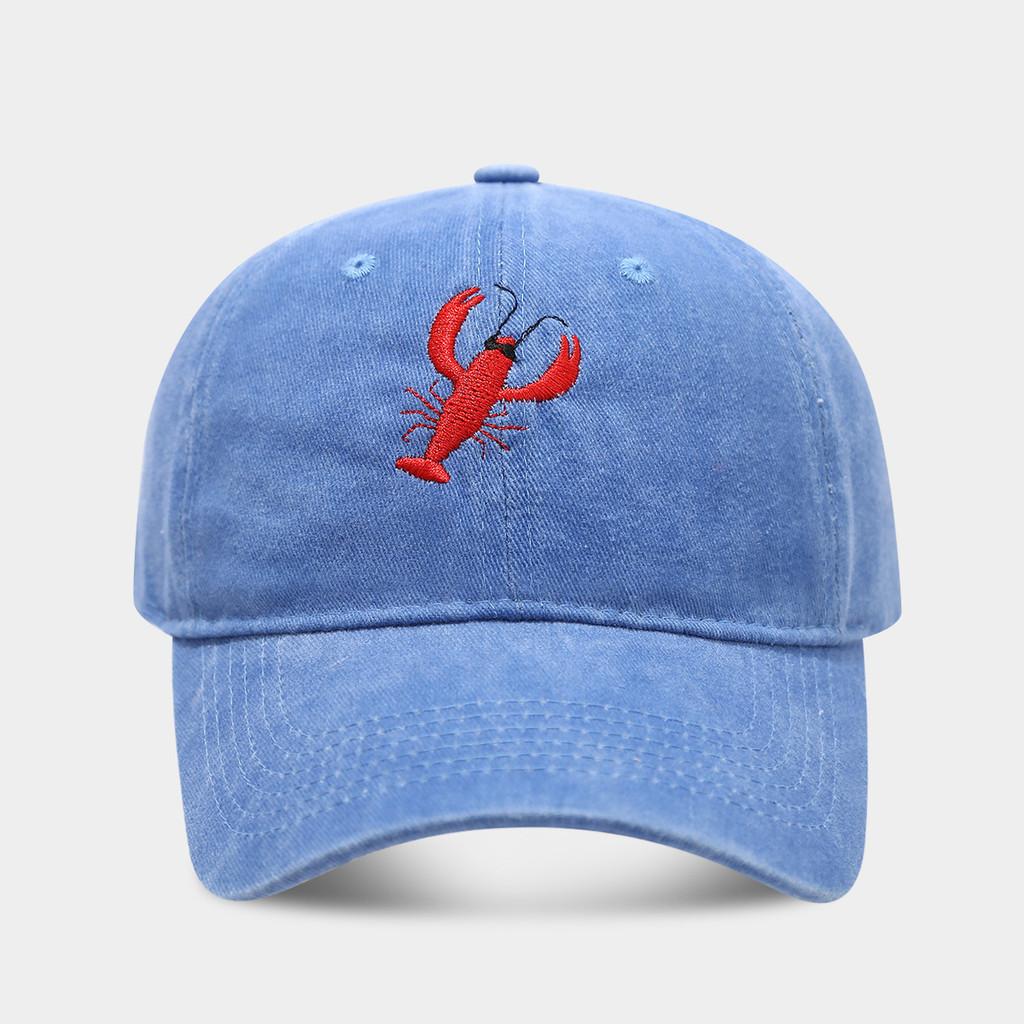 

Vintage Lobster Embroidered Cotton Baseball Cap With Sun Protection For Outdoor Sports LightBlue