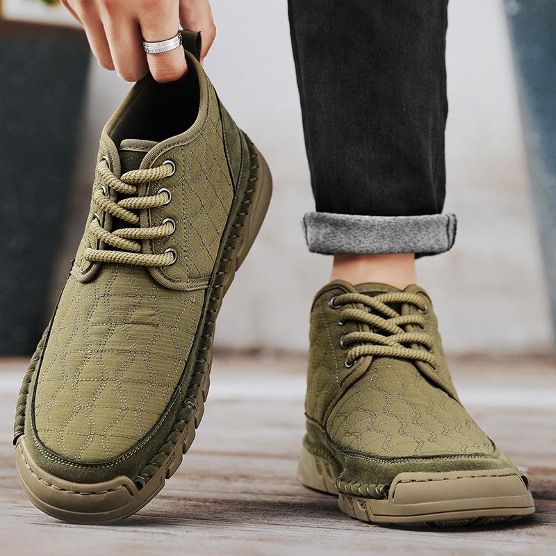 Cotton shoes men's winter velvet warm short boots snow boots men's shoes men's high-top non-slip and wear-resistant lace-up short boots