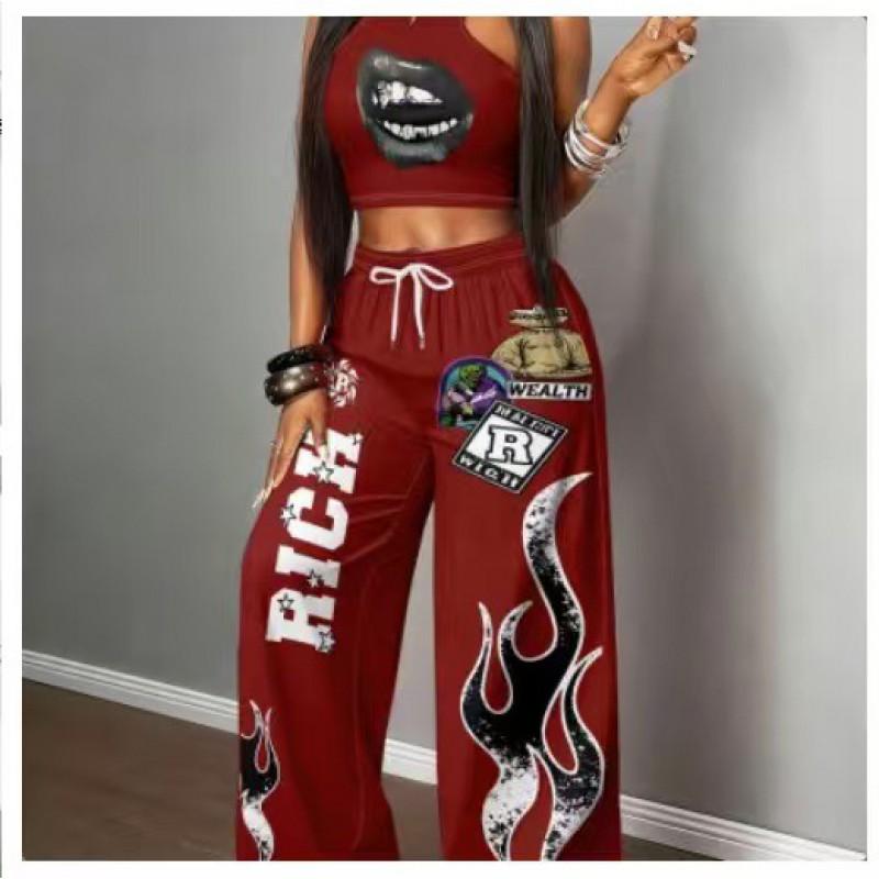 Y2K Streetwear Set Damen - Bedrucktes Crop Top Shorts Passendes Outfit Lässig 3D Grafik Sportliches Ensemble