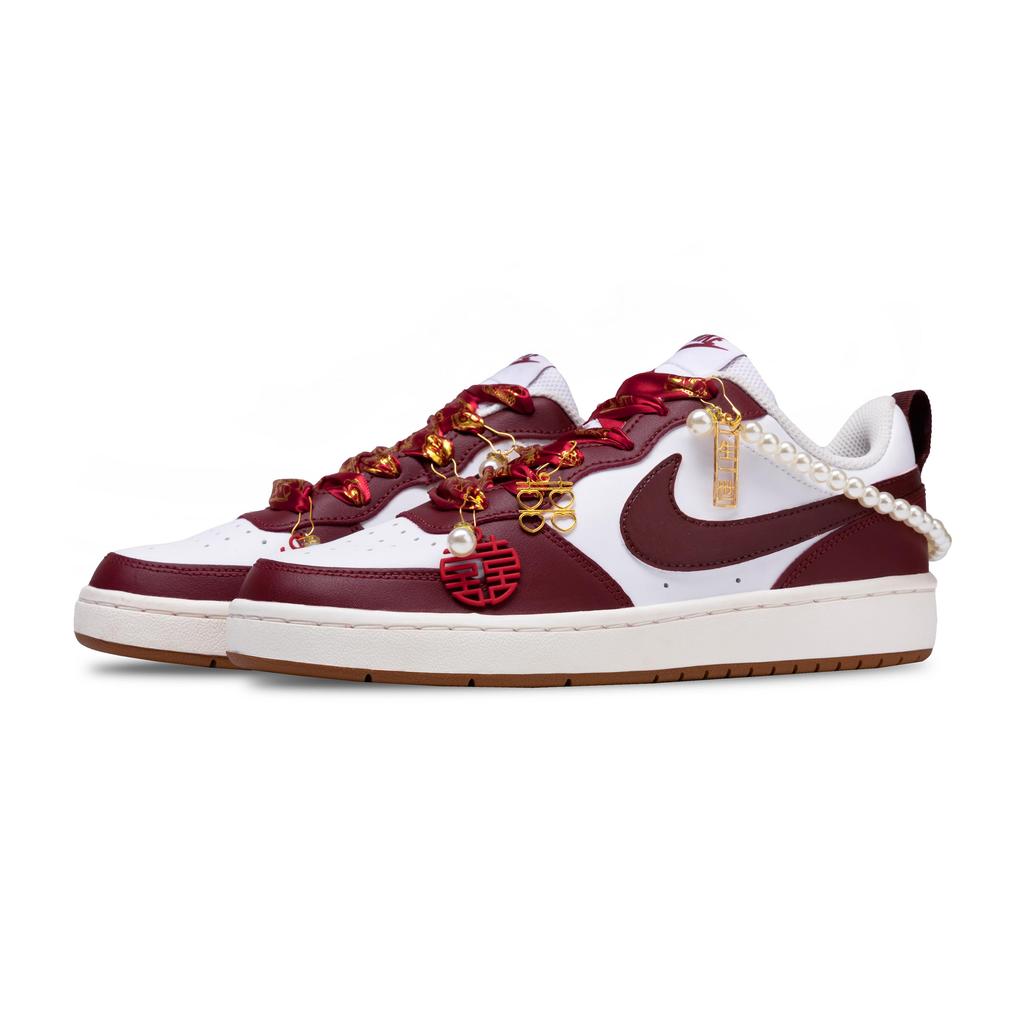 Nike Court Borough 2 Wear Resistant And Lightweight Low Top Skateboard Shoes Women's Red IB4706-121(Team329-)