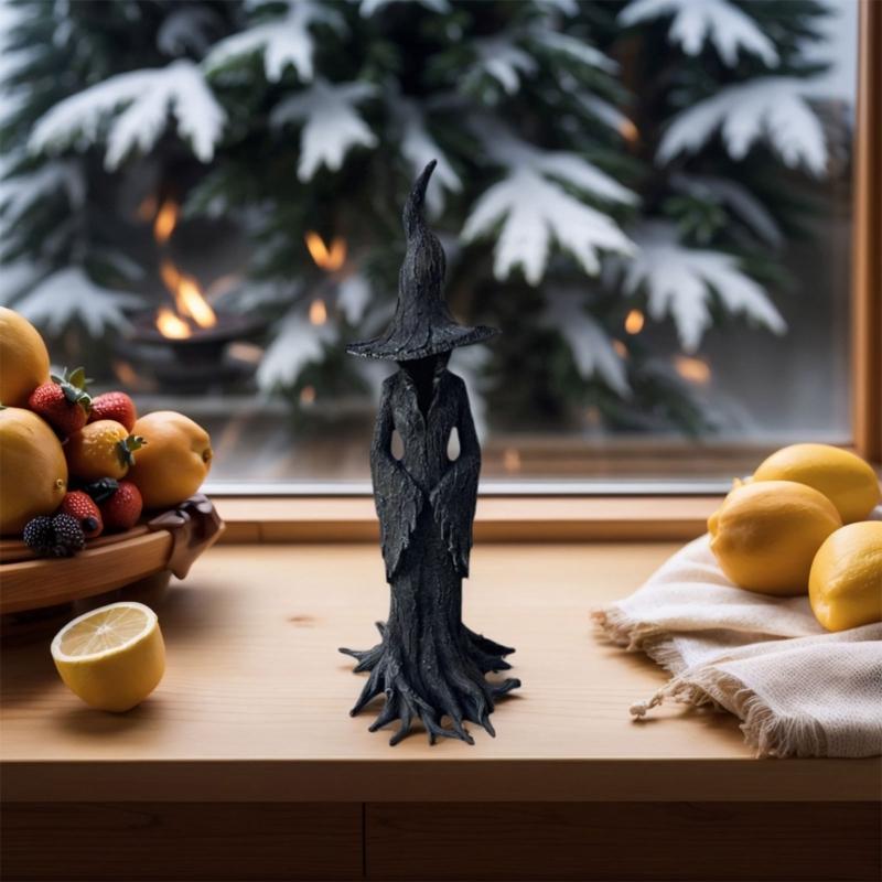Witches Figurine  Resin Art Piece Tree Root Figurine Sculpture Desktop   Home Accent Halloween Theme Decoration