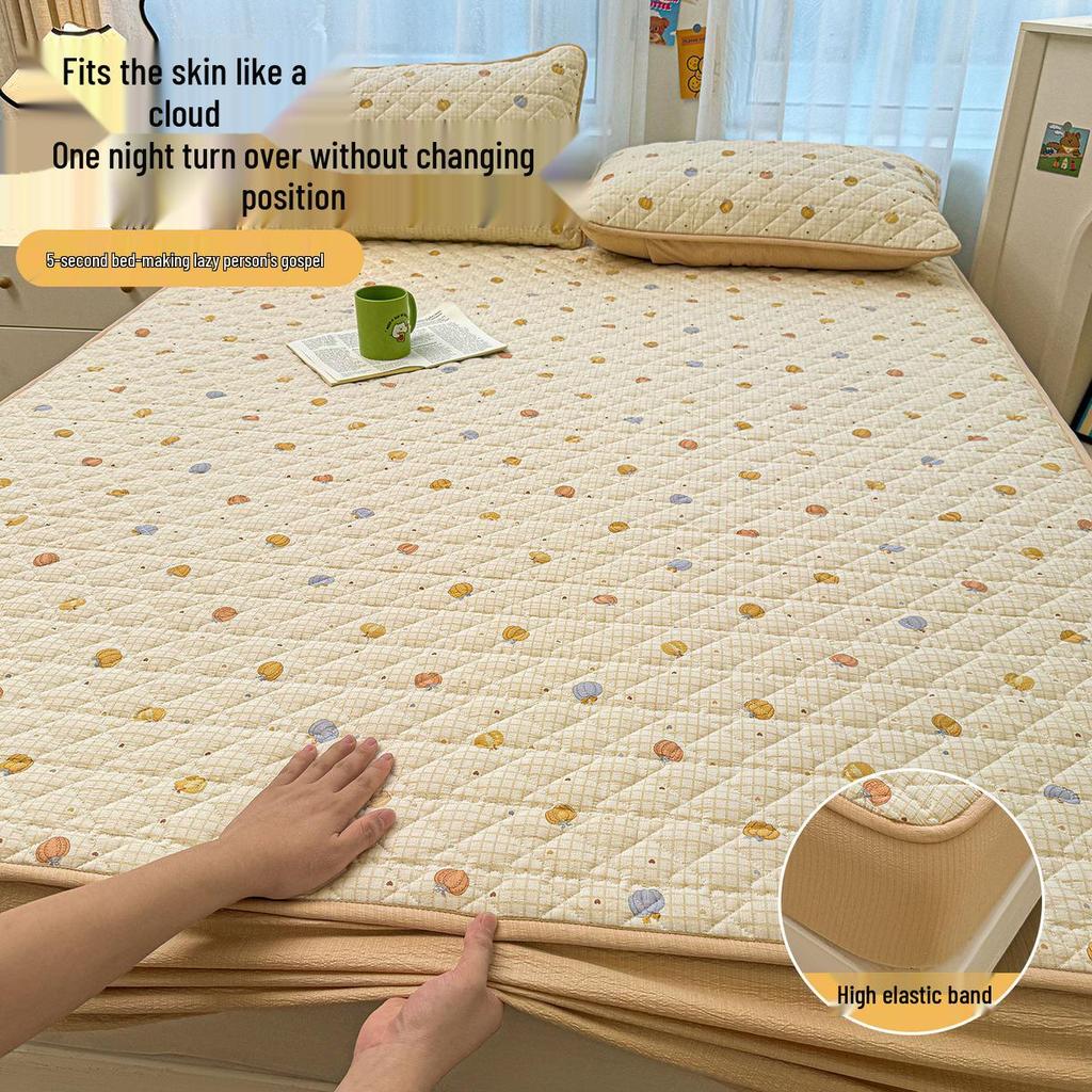 Retro Crinkle Cotton Quilted Fitted Sheet Set - 3 Piece 2025 Edition