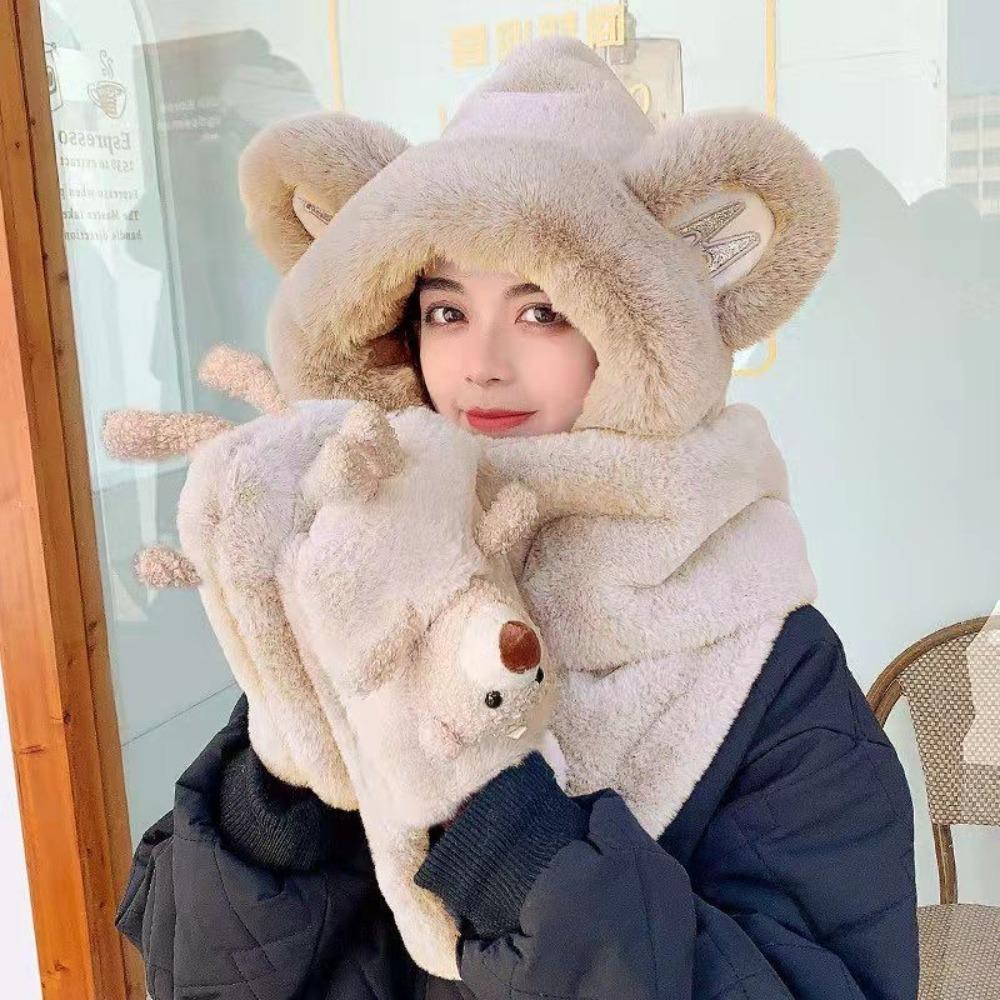 Windproof Beanies Cap 3-in-1 Ear Protection Cap Cute Earflap Earmuff  Adults And Children