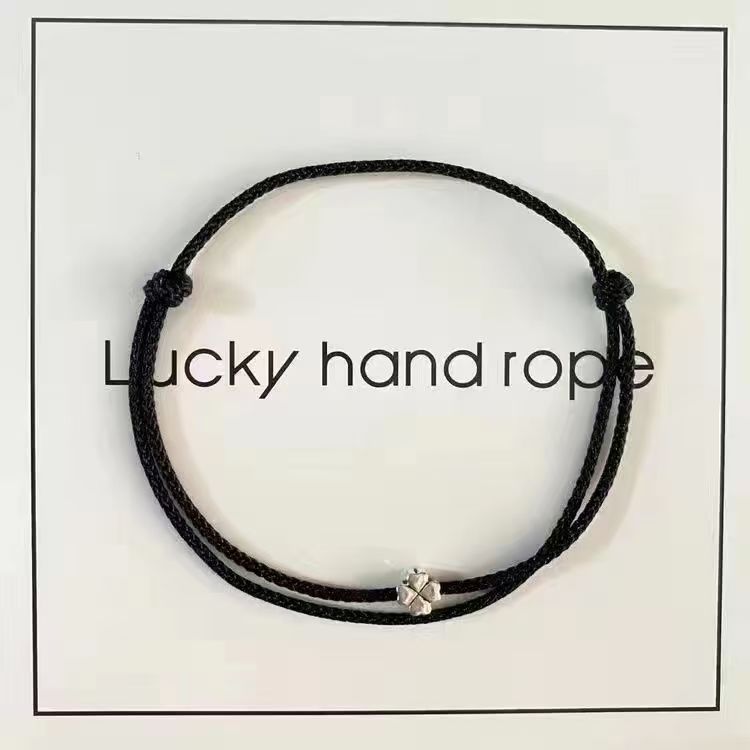 JYL TS Bracelet Four-Leaf Clover Red Cord Luck & Wish Fulfillment AT8 сине-серый