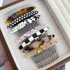 Exquisite Acetate Print Checkered Hair Comb Hairpin Vintage Side Hair Clip Hairgrip Fashion Hair Accessories For Women Headdress
