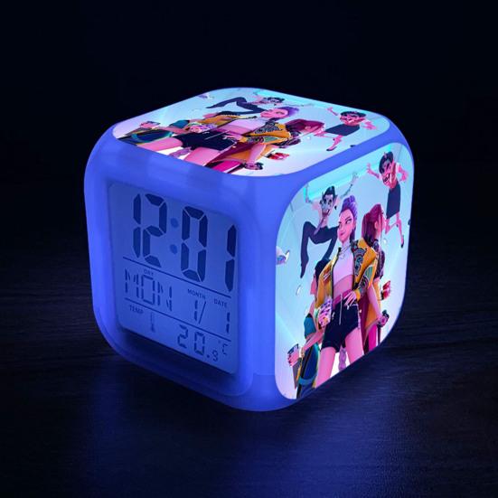Small Digital Alarm Clock with LED Display for Bedrooms Bedside Battery Operated Electric Clock with Large Number Display Anime Therm Desk Decor for