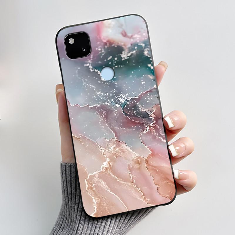 For Google Pixel 4a 4G Case Luxury Cute Love Rabbit Funny Soft Black Matte TPU Silicone Back Protective Cover Slim Thin Casing