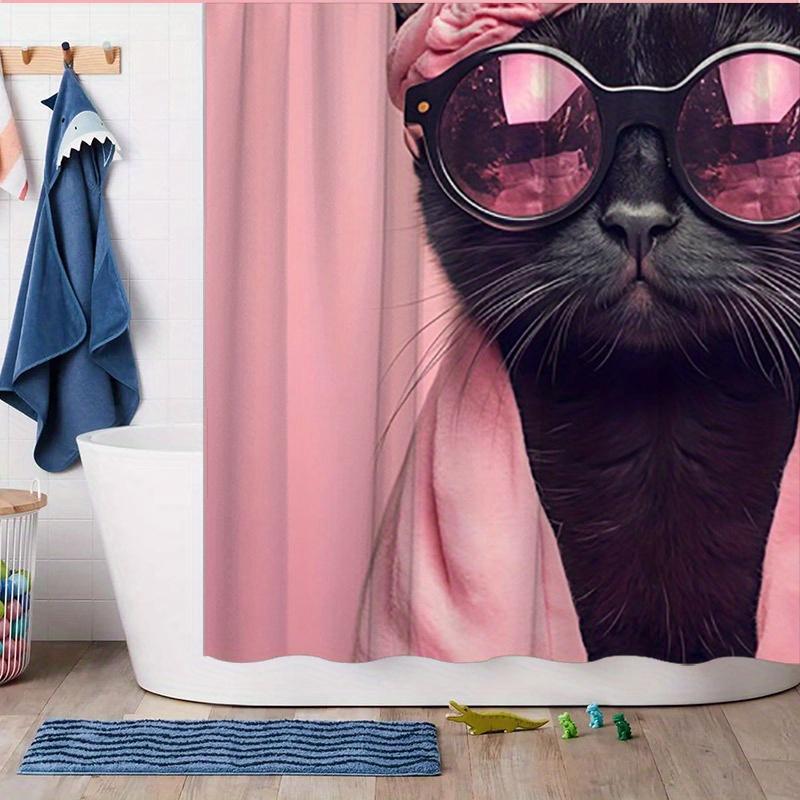 Sprchový závěs Hipster kočka - Voděodolný, Snadno čistitelný, Dodá vaší koupelnové výzdobě originální a stylový nádech