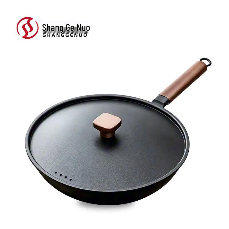 Shanggenuo 32cm Nitrided Refined Iron Wok