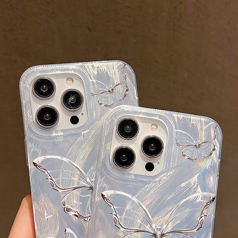 Case for Redmi Note 13 4G Cases Luxury Laser Silver Butterfly Case for Xiaomi Redmi Note 12 Pro Plus 12S 11S 11 10S 10 13C Cover