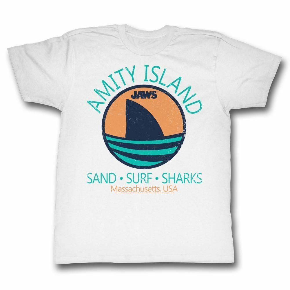 Jaws Shark Fin White Adult T-Shirt XXL