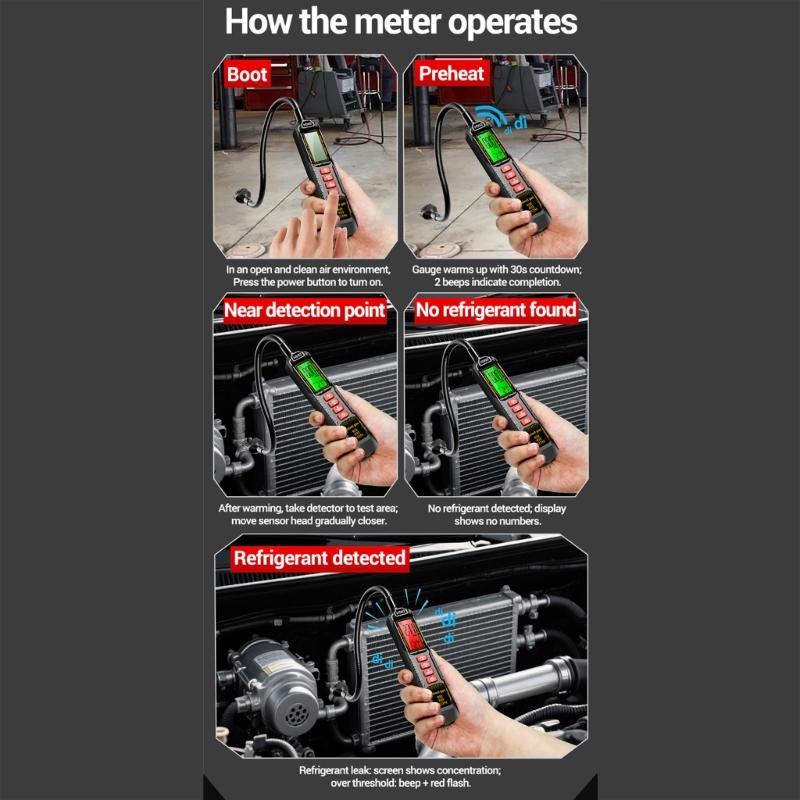 Refrigerants Leak Detector Battery Operated Halogens Leak Tester For 22 32 R134a Detections HVAC Leak Detector