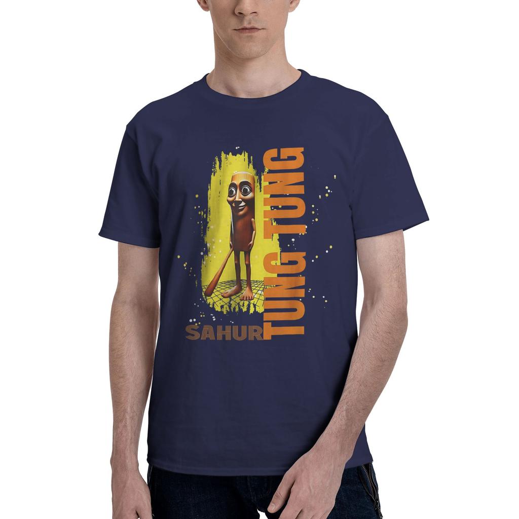 Humor Gen Z Tung Tung Tung Sahur T Shirt Men Cotton Vintage T-Shirts Round Neck  Tee Shirt Short Sleeve Clothes Plus Size