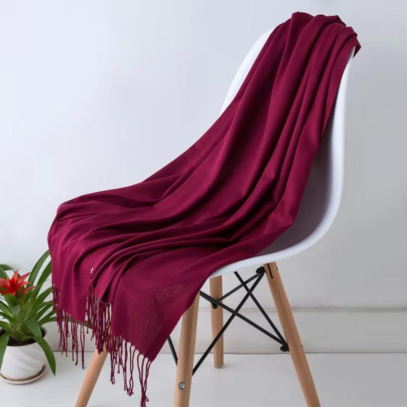 Luxury Design Brand Solid Women Cashmere Scarf Autumn Winter Warm Shawls Wraps  Men's Pashmina Tassel Scarves Female Foulard