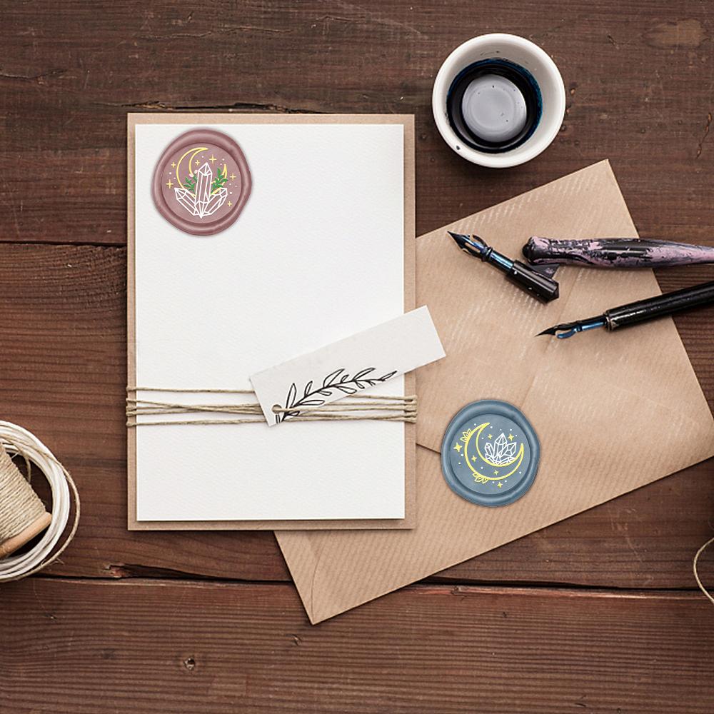 Witch Moon Theme Wax Seal Stamp Replaceable Sealing Wax Stamp 25mm Brass Head for Halloween Invitations Envelope Cards Decoratio