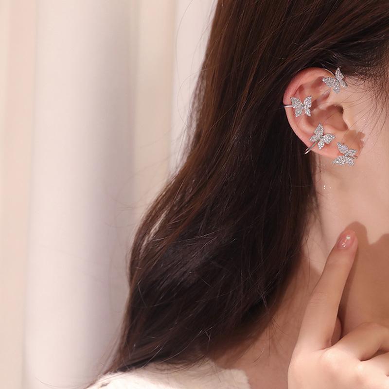 Boucles D'oreilles Papillon Avec Cristal - Bijou Français En Acier Inoxydable Et Opalite - Neuf Avec étiquettes