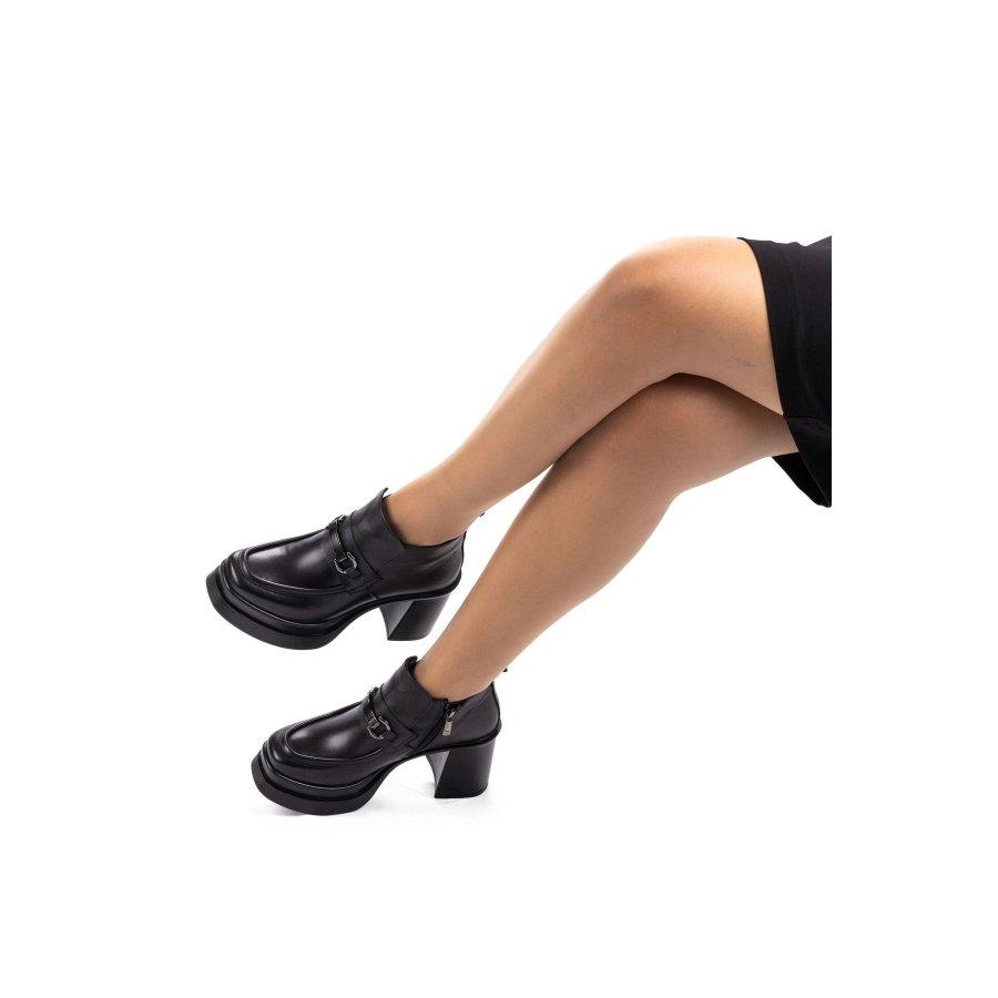 Bottes courtes en cuir véritable à talon plateforme de 8,5 cm pour femmes