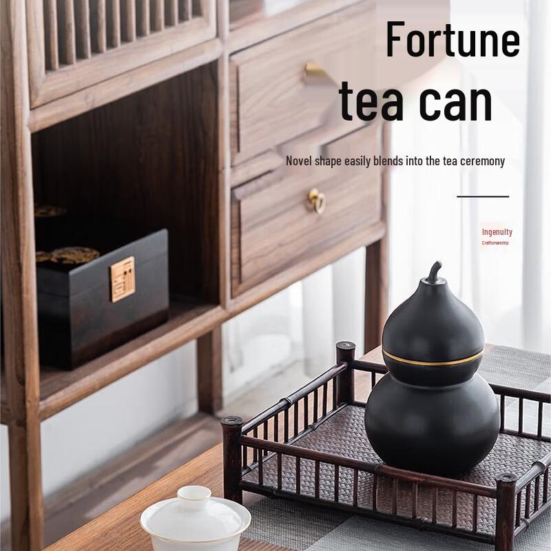 Creative Gourd-Shaped Ceramic Tea Caddy Simple Pack
