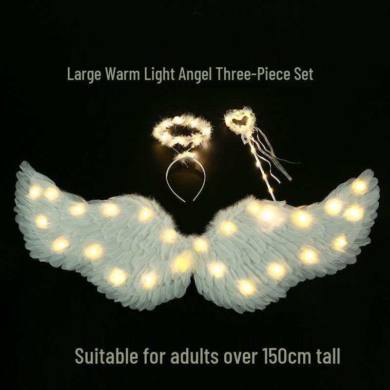 Children's Glowing Angel Feather Wings Costume Prop for Girls & Adults - Fairy, Elf, Cosplay & Photoshoots
