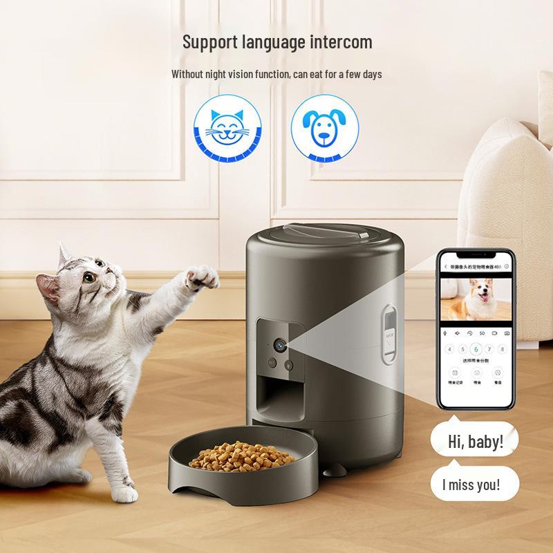 Intelligenter Futterautomat für Haustiere mit Videotaste und WLAN für Katzen und Hunde