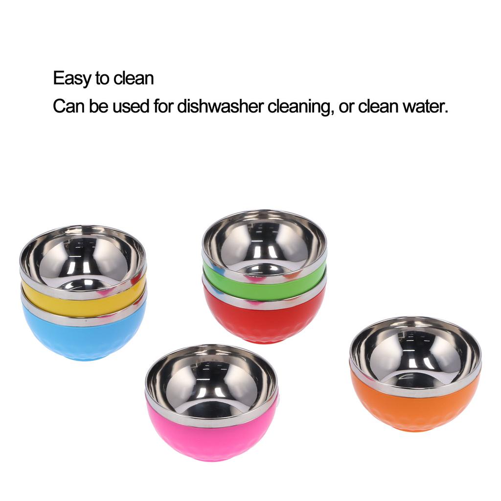 6Pcs set Color Stainless Steel Bowl Heat Insulation Salad Noodles Bowl for Home Kitchen(15cm L )