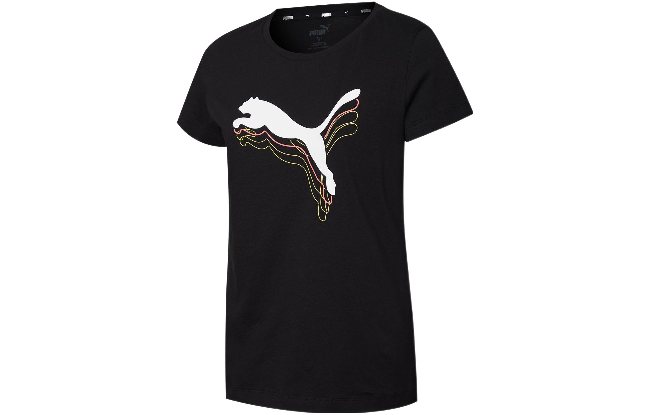 PUMA T Shirts Women s Black Crew Neck Moderate Straight Fit 845612-56 L