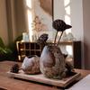 Vaso in Ceramica Wabi-Sabi a Forma di Capsula di Loto per Fiori Secchi - Decorazione Zen per Tavola da Pranzo