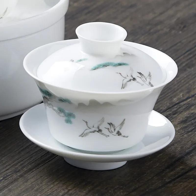 Chinese Traditions Gai Wan Tea Set Bone Tea Gaiwan Tea Porcelain Pot Set , de soupière, tasse à thé Kung Fu, service à thé