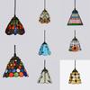 Colorful Mediterranean Style Bohemia Lamp Stained Glass Shade Mosaic Pendant Light for dining room bar lighting
