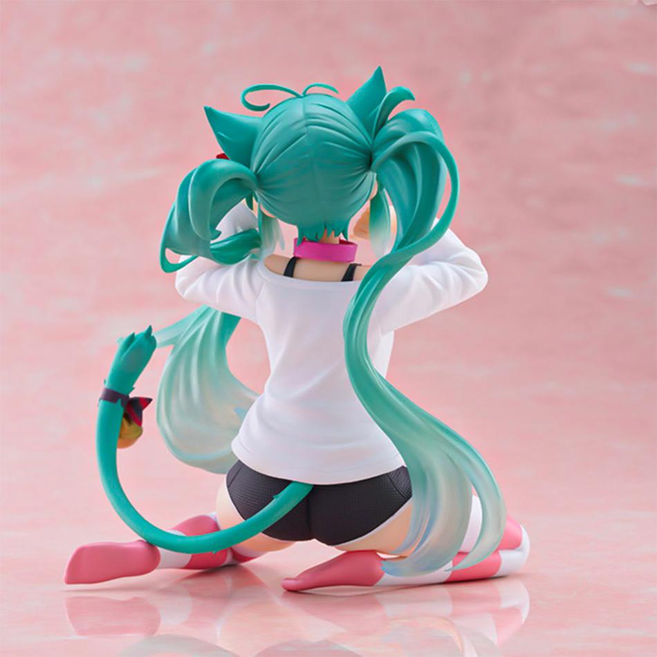 Hatsune Miku Desktop Cute Action Figure 11cm Neko T-Shirt Ver. Cat Ear Pajamas Anime Figurine Kawaii Girl Model Toy Gifts